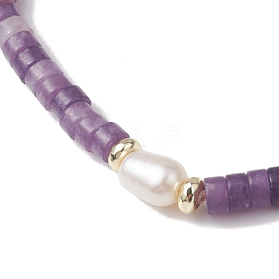Natural Lepidolite and Pearl Beads Btacelets BJEW-JB10681-02-1
