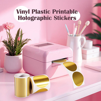 2 Rolls 2 Styles Vinyl Plastic Printable Holographic Stickers OFST-TA0001-11A-1