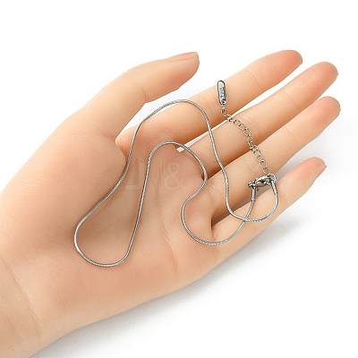 304 Stainless Steel Round Snake Chain Necklace for Men Women NJEW-YW0001-13-1