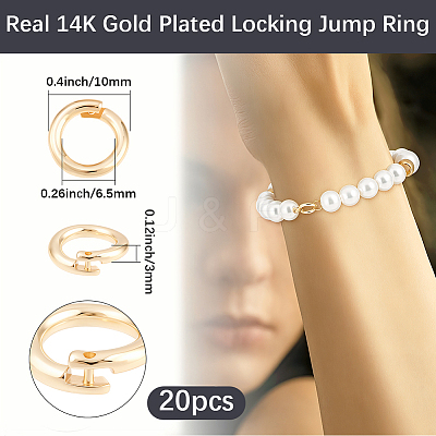 20Pcs Brass Locking Jump Rings KK-BBC0023-10C-1