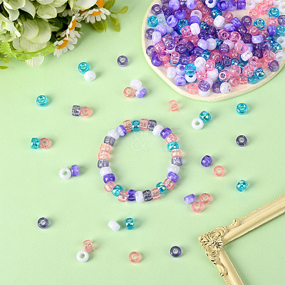 600Pcs 6 Colors Opaque & Tansparent Acrylic European Beads MACR-SC0002-02B-1