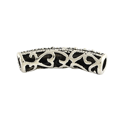 Tibetan Style Hollow Alloy Curved Tube Beads X-TIBEB-Q058-16AS-FF-1