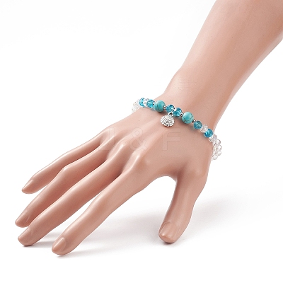 6Pcs 6 Style Synthetic Turquoise & Glass Beaded Stretch Bracelets Set BJEW-JB08995-1