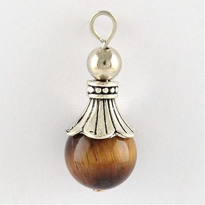 Natural Tiger Eye Pendants G-Q459-02L-1