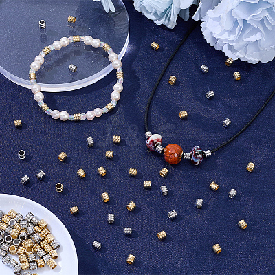 120Pcs 2 Colors 201 Stainless Steel Beads STAS-SP0002-12-1