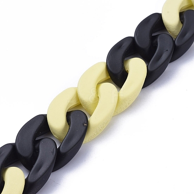 Handmade Opaque Spray Painted Acrylic Curb Chains AJEW-JB00619-04-1
