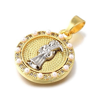 Brass Micro Pave Cubic Zirconia Pendants KK-Z102-07G-02-1
