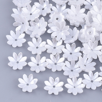Opaque Resin Imitation Pearl Bead Caps X-RESI-T040-016-1