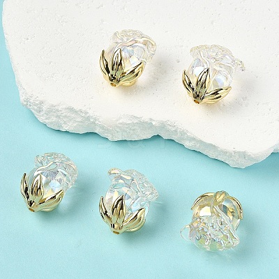 5Pcs UV Plating Transparent Acrylic Beads MACR-YW0004-28D-1