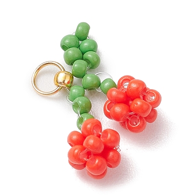 Glass Seed Beaded Pendants PALLOY-MZ00485-1