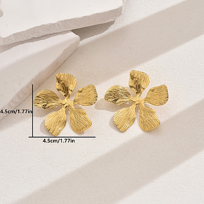 Stylish 201 Stainless Steel Striped Flower Stud Earrings CN5900-3-1