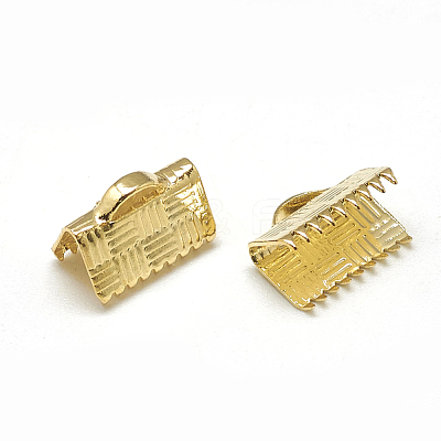 Brass Ribbon Crimp Ends KK-T032-147G-1