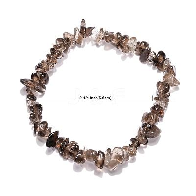 Smoky Quartz Chips Stretch Bracelets BJEW-JB01308-05-1