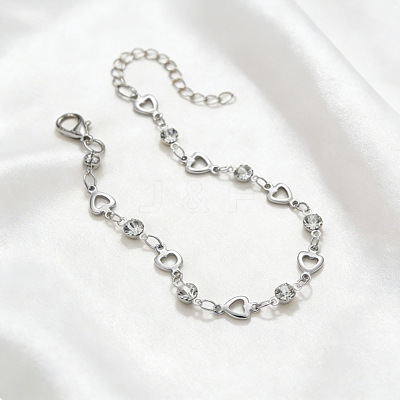Alloy Crystal Rhinestone Heart Link Chain Bracelets for Women WGEA176-02-1