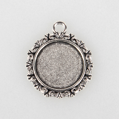 Tibetan Style Alloy Pendant Cabochon Settings X-TIBEP-N003-49AS-1
