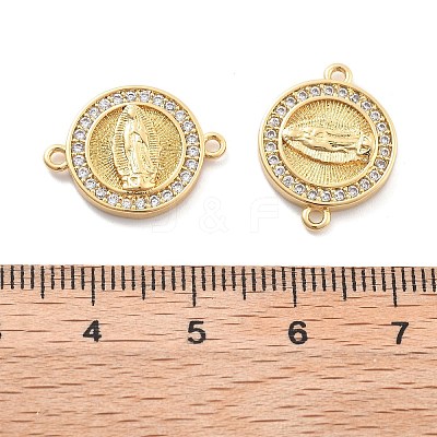 Rack Plating Brass Micro Pave Clear Cubic Zirconia Religion Virgin Mary Connector Charms KK-H449-61G-01-NR-1