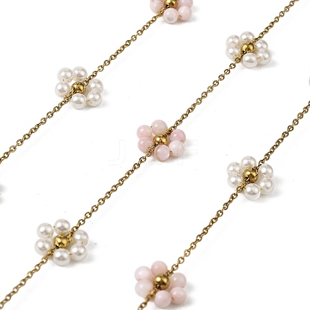 Handmade 304 Stainless Steel Beaded Chains CHS-L031-11G-04-1