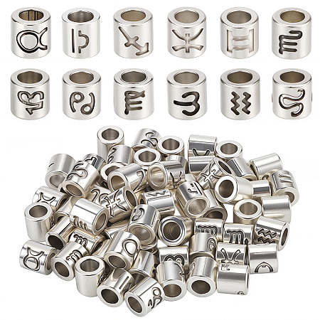 72Pcs 12 Styles Tibetan Style Zinc Alloy European Beads FIND-SC0022-49AS-1