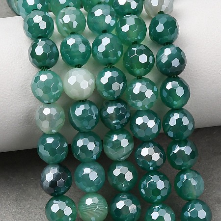 Electroplated Natural Agate Beads Strands G-B191-A07-6mm-09-1