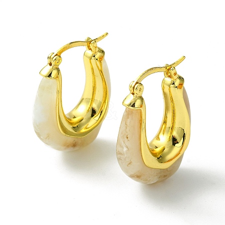 Brass Hoop Earrings EJEW-C072-01G-1