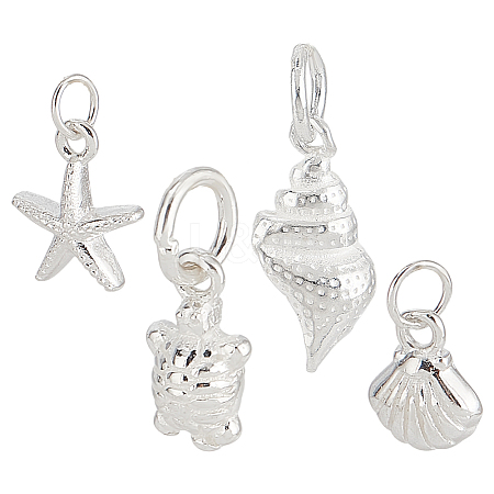 4Pcs 4 Styles 925 Sterling Silver Charms with Jump Rings STER-PH0002-95-1