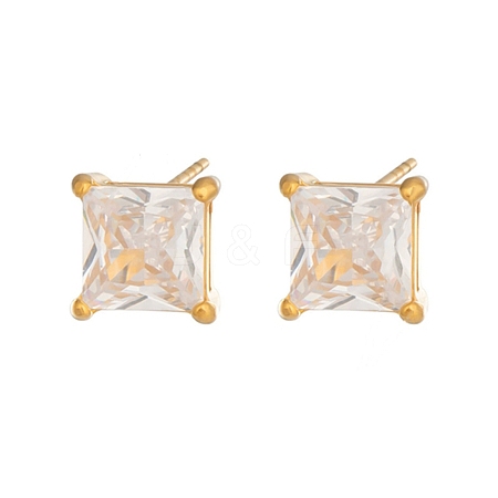 304 Stainless Steel Micro Pave Cubic Zirconia Stud Earrings EJEW-Z165-01G-01-1