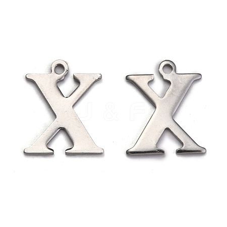 Tarnish Resistant 304 Stainless Steel Alphabet Charms STAS-H122-X-P-1