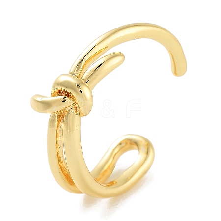 Bowknot Rack Plating Brass Open Cuff Rings RJEW-Z059-17G-1