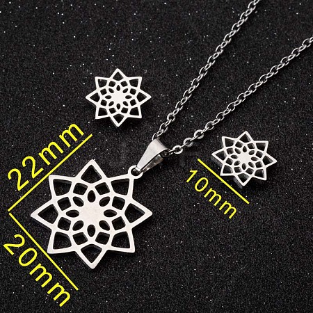 201 Stainless Steel Pendant Necklaces & Stud Earrings Sets FS-WGB00D6-04-1