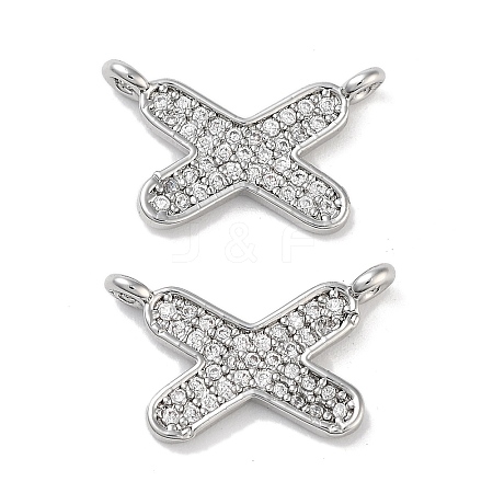 Brass Micro Pave Cubic Zirconia Charms KK-B102-07P-1