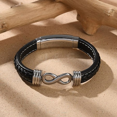 Braided Microfiber Leather Cord Bracelets for Men BJEW-Z081-07P-01-1