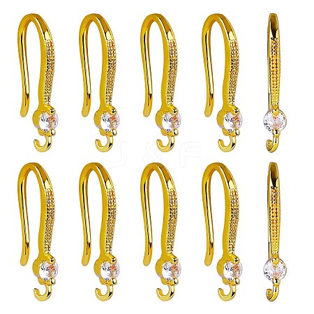 10 Pair Brass Micro Pave Clear Cubic Zirconia Earring Hooks ZIRC-SZ0005-02-1