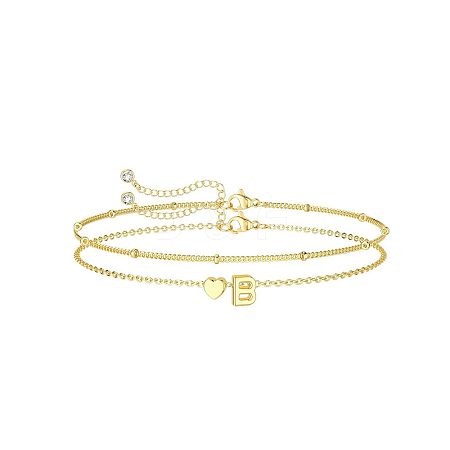 2Pcs 2 Styles Brass Beaded Bracelets & Satellite Chains Bracelets for Women FS-WG4A116-01-1