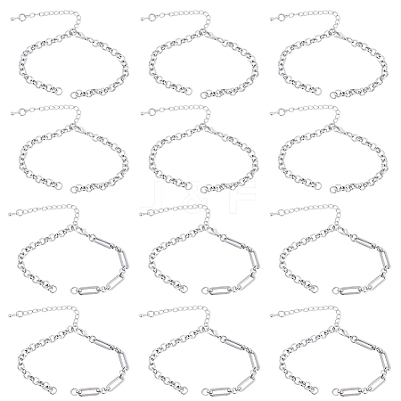 12Pcs 2 Styles 304 Stainless Steel Chain Bracelet Making AJEW-BM00003-1