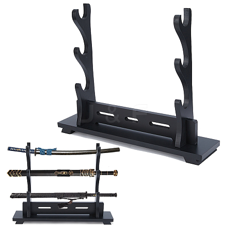 3-Tier Wooden Sword Katana Holder Stands ODIS-WH0081-11A-1