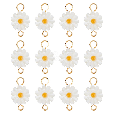 12Pcs Natural Freshwater Shell Flower Connector Charms PALLOY-HS00006-1