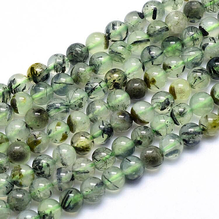 Natural Prehnite Beads Strands G-P322-48-6mm-1