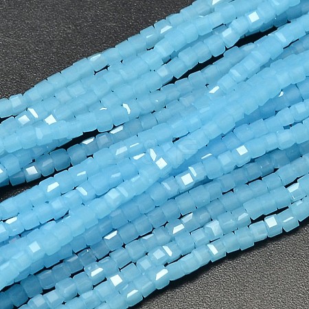 Faceted Cube Imitation Jade Glass Beads Strands EGLA-J133-A01-1