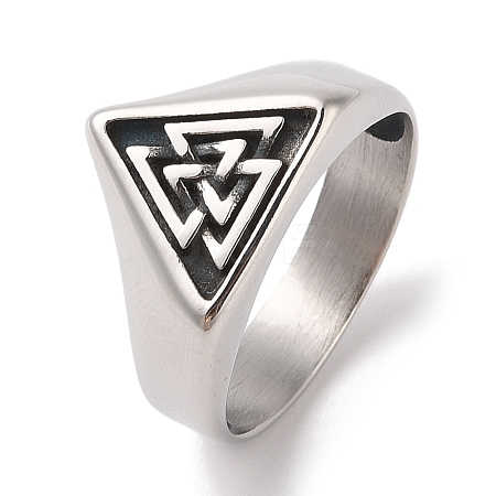 Viking 304 Stainless Steel Valknut Rings RJEW-U005-17F-AS-1