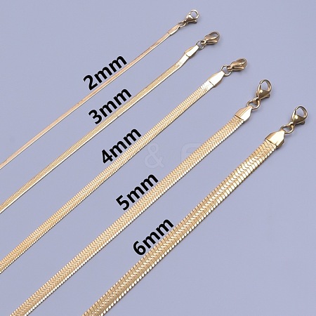 3~4MM Unisex 304 Stainless Steel Flat Snake Chains Necklaces CI0111-21-1