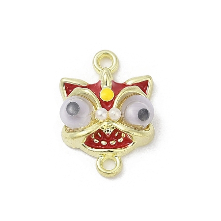 Alloy Enamel Lion Head Connector Charms PALLOY-R151-26G-1