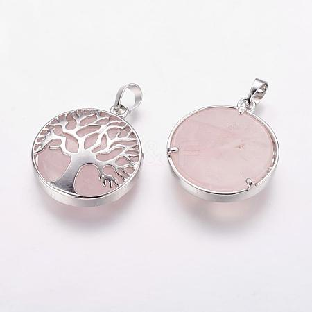 Natural Rose Quartz Pendants G-E388-02P-1