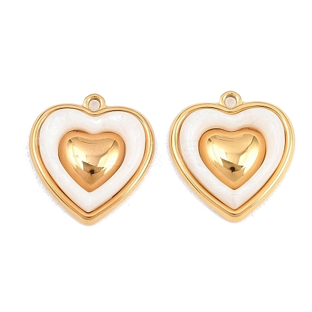 304 Stainless Steel & Resin Pendants STAS-G394-12G-1