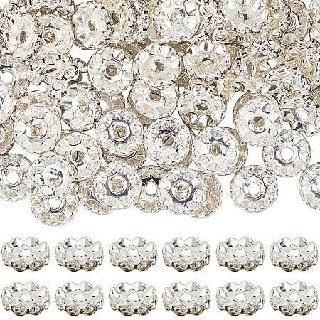 120Pcs Brass Rhinestone Spacer Beads RB-PA0001-03S-01-1