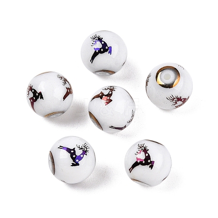 Christmas Opaque Glass Beads EGLA-R113-03G-1