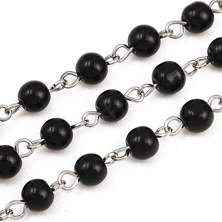 Brass Handmade Faceted Glass Beaded Chains sgCHC-SZ0001-04B-1