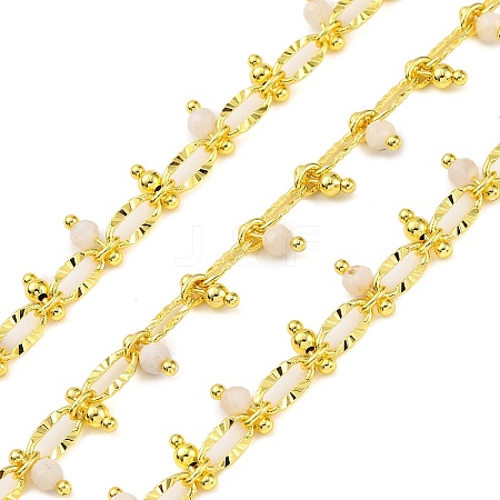 Handmade Faceted Natural White Jade Beaded Chains CHC-L050-01G-02-1