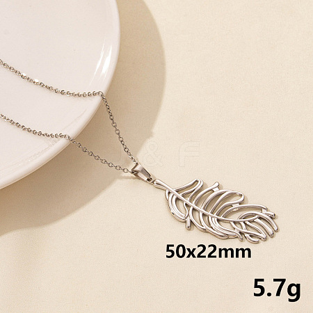 Stainless Steel Leaf Pendant Necklaces QM4235-5-1