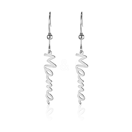 Simple Stainless Steel Mama Dangle Earrings for Mother's Day QW8429-4-1