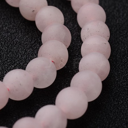 Frosted Round Natural Rose Quartz Bead Strands G-J346-06-6mm-1